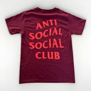 Anti Social Social Club Mind Games T-shirt Maroon/Orange Men's Size Small‎